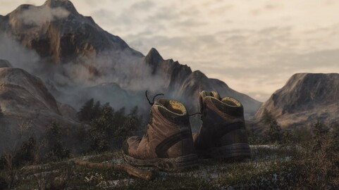 Photorealistic Hiking Boots - Lowpoly Game Asset