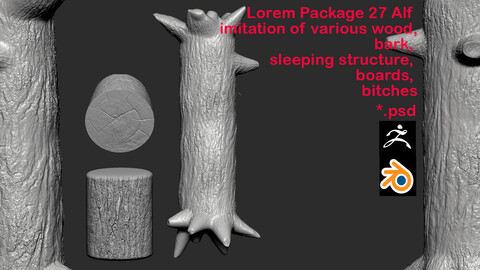 New, detailed Package 27 Alf, many bitches, tree bark, pine, linden, acacia, oak. Easy to install.