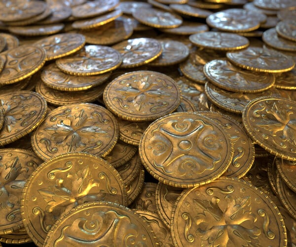 ArtStation - Pirate Gold Coin and Stack - Variant C | Game Assets