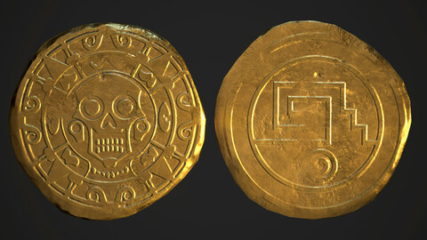 Aztec Design Gold Coin - Pirate Coin - Fantasy