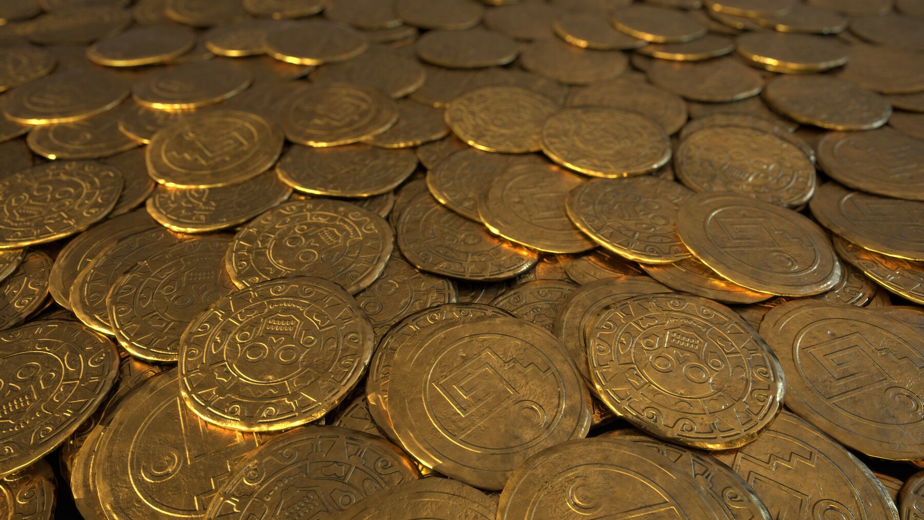 ArtStation - Aztec Design Gold Coin - Pirate Coin - Fantasy | Game Assets