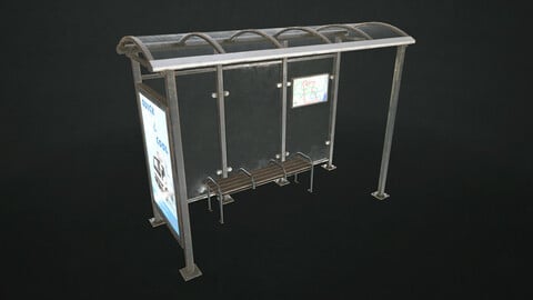 Bus Stop Shelter - Low Poly