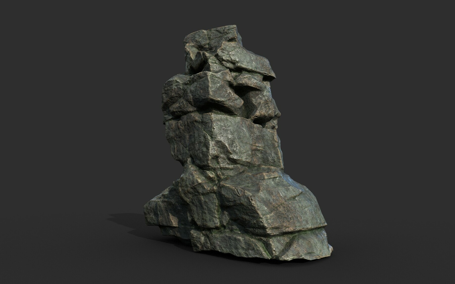 ArtStation - Low poly Cracked Rock B 210221 | Game Assets