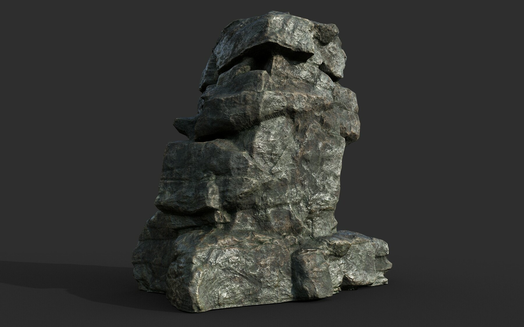 ArtStation - Low poly Cracked Rock B 210221 | Game Assets