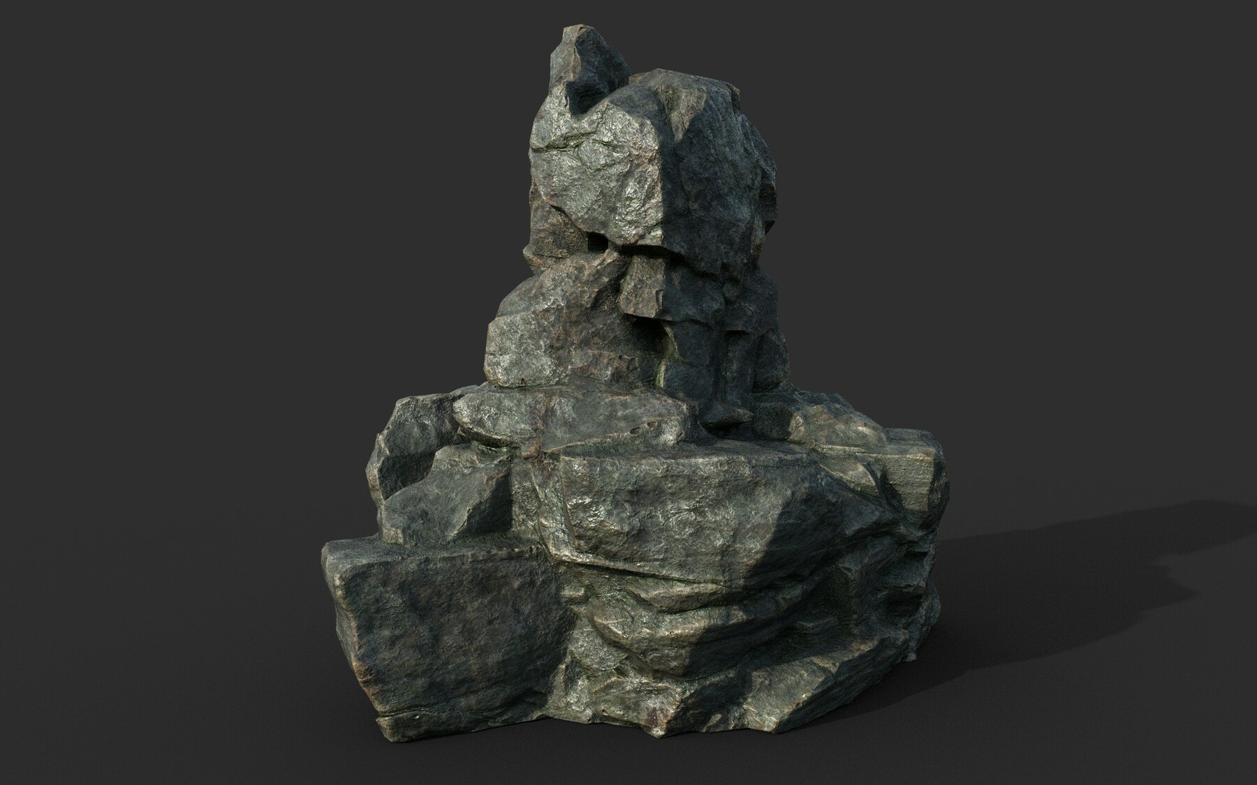 ArtStation - Low poly Cracked Rock B 210221 | Game Assets