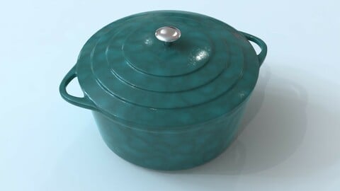 Blue Cooking Pot 3D Model