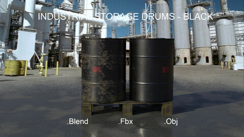 Industrial Oil Storage Drums - Black