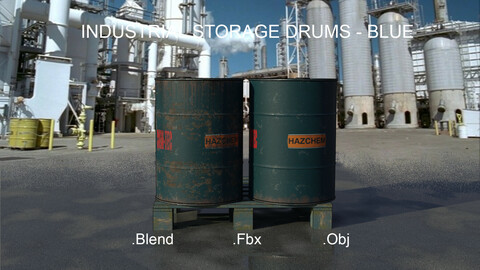 Industrial Oil Storage Drums - Blue