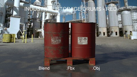 Industrial Oil Storage Drums - Red