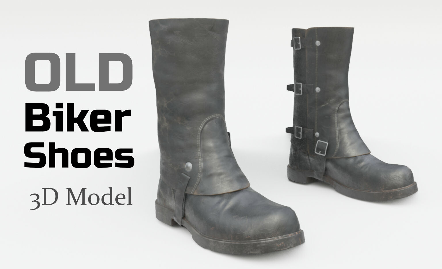 Old biker shoes 3D Model