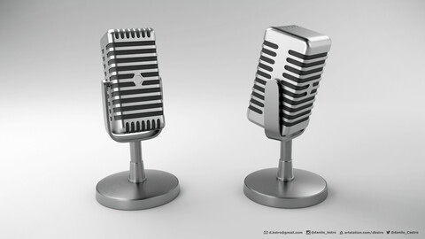 Microphone with a 50's aesthetic | 3D model | 2k Textures