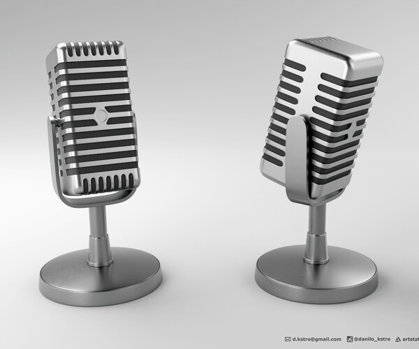 Vintage Microphone With Stan by Polygon3d