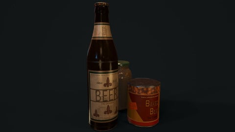 Beer Bottle and Baked Beans - PBR Model