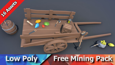 Free Mining Pack - Low Poly Ores, Gems, Tools & Props