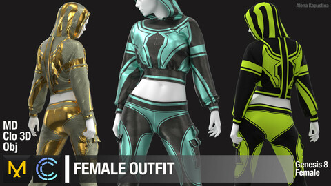 Female outfit / Marvelous Designer / Clo 3D project + obj
