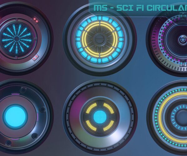 ArtStation - 20 Sci-fi Circular Emission Decal Pack, with BOUNCE light ...