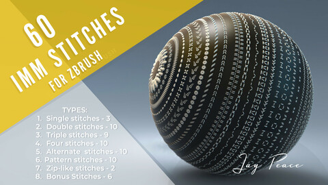 60 IMM stitch and seam brushes for ZBrush