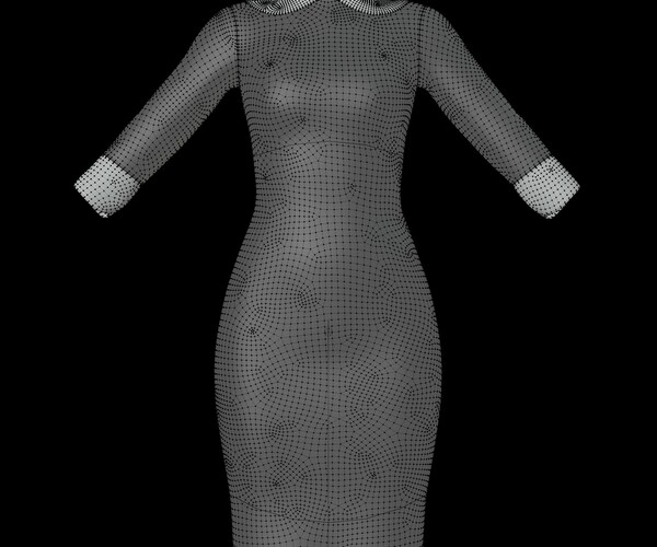 Artstation - Female Collar Dress - 3d Model 