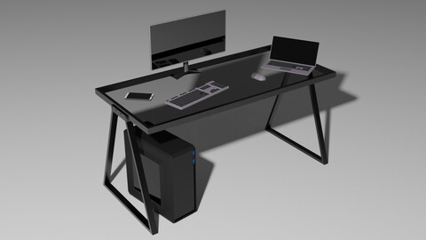 Set of Devices for work Low-poly