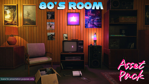 Low-Poly 80s Room Pack