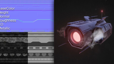 Sci-Fi TRIM SHEET - 2K (Color, Normal, Roughness, Metallic, AO, Displacement)