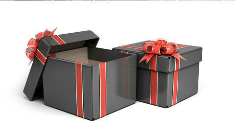 Black Gift Box with red ribbon