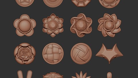 Decorative button  (24 Zbrush  Brushes)