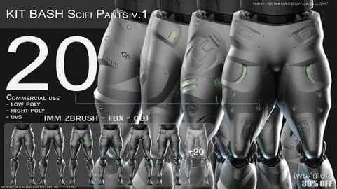 IMM 20 Scifi Legs KitBash with Uvs - Plus LP+HP) .obj/.fbx