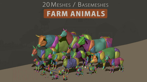 3D Animal Basemesh - Farm Pack