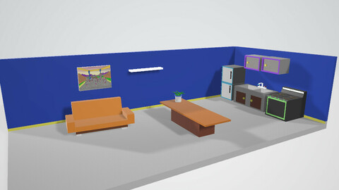 How Noobs get by 3D living Room kitchen