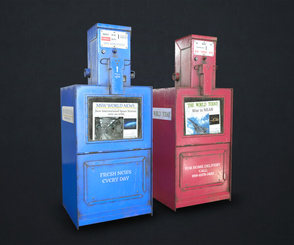 ArtStation - Newspaper Dispenser - Low Poly | Game Assets