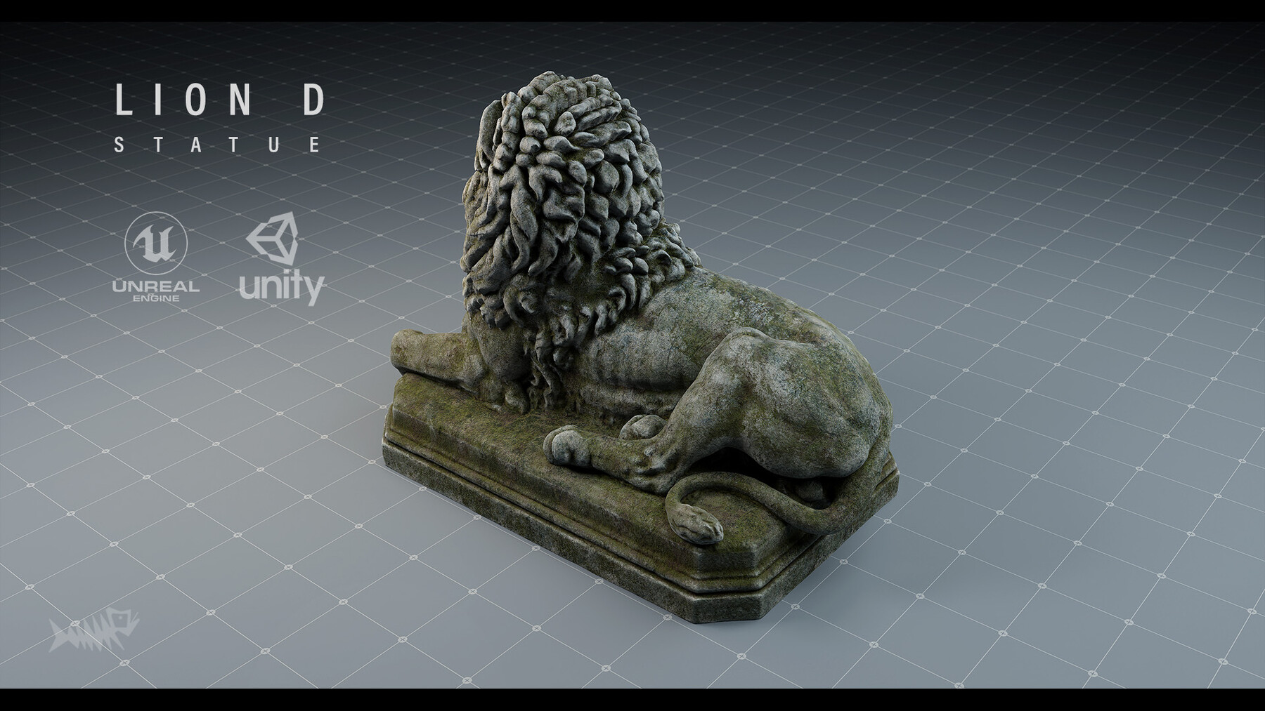 ArtStation Lion D Statue PBR 4K Game Assets