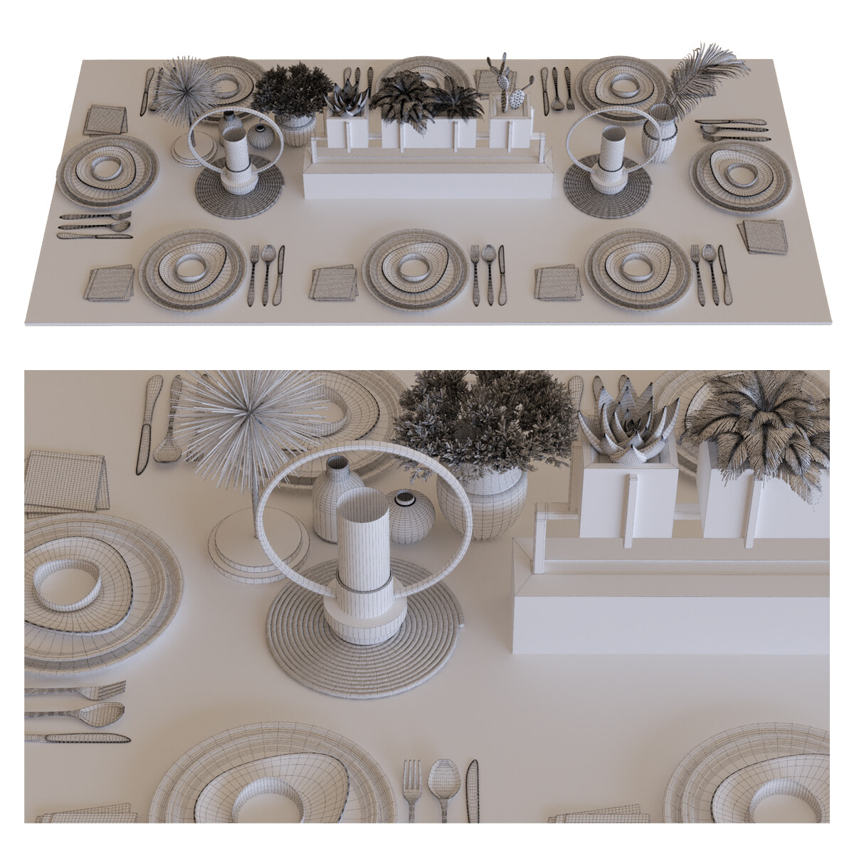 ArtStation - dining table set 010 | Resources