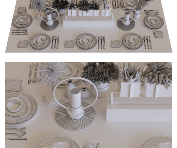 ArtStation - dining table set 010 | Resources