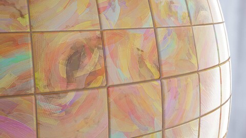 PBR - FIRED ARTISTIC MOSAIC TILES FOR BATHROOM OR KITCHEN - 4K MATERIAL