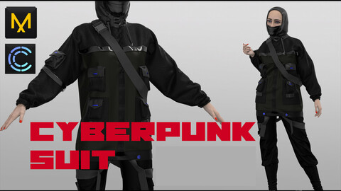 CYBERPUNK NINJA SUIT/ MD CLO3D zprj file a-pose