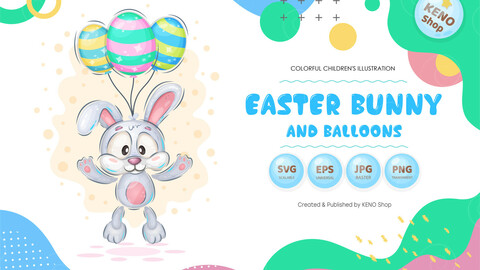 Easter bunny with balloons