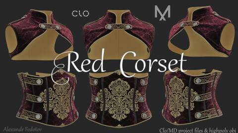 Red Corset. Clo/MD project file + highpoly obj