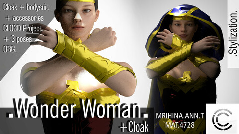 .Wonder Woman. CLO3D + MD. 3 OBJ  +  3 animations.