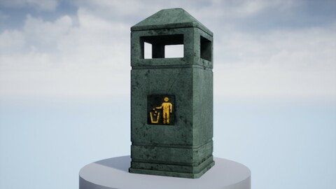 Litter Bin 3D Textured Model