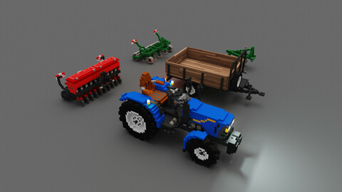 Voxel Agricultural machinery pack 3D models