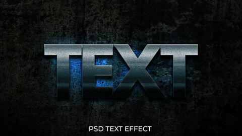 3D Glowing Cool Grunge Blue PSD Text Effect