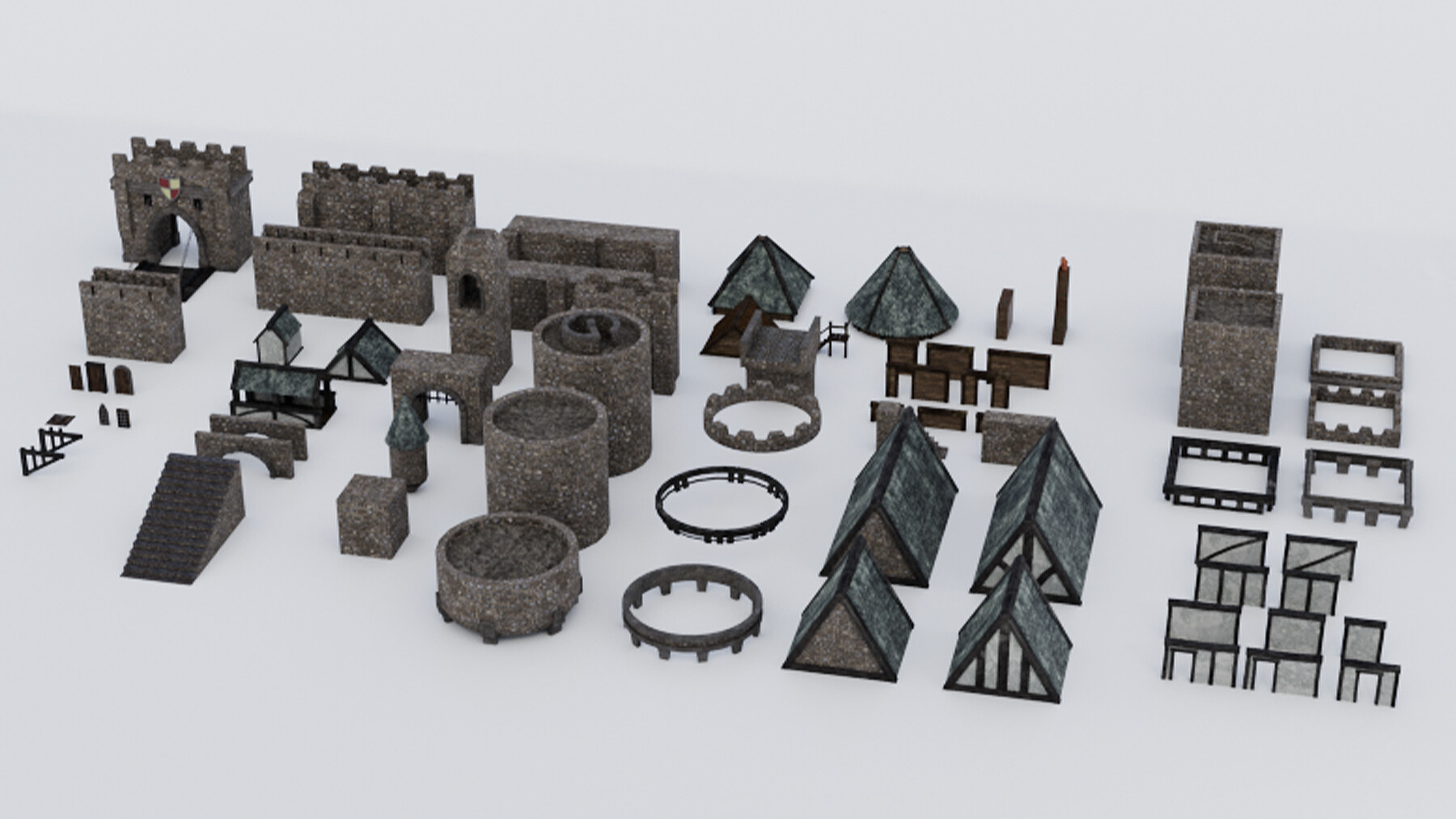 ArtStation Medieval Castle Keep Modular game Kitbash Pack 2 Game Assets