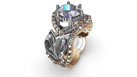 Ring Lily double with diamonds