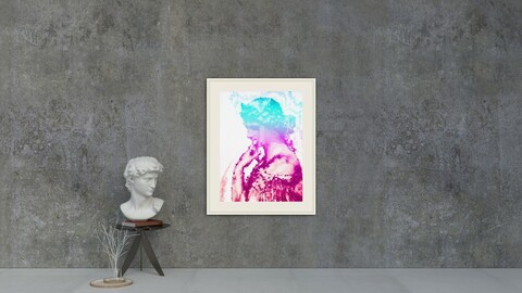 Ancient Greek Sculpture Poster,Abstract Glitch Portrait,Colorful Geometrical Artwork,Modern Conceptual Art,Synthwave Aesthetic Vaporwave
