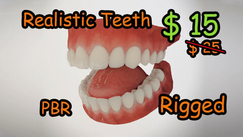 Realistic Teeth Mouth for character