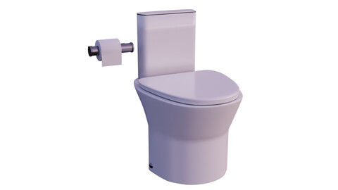 Elite Toilet with Toilet paper Low-poly 3D model