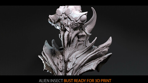 Alien insect (bust ready for 3D print)