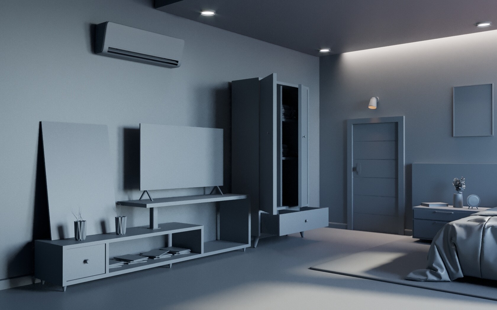 ArtStation - 3D Model Of A Modern Realistic Bedroom | Resources