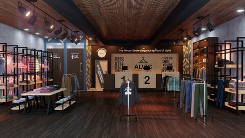 Apparel Clothing Store interior design 3D model